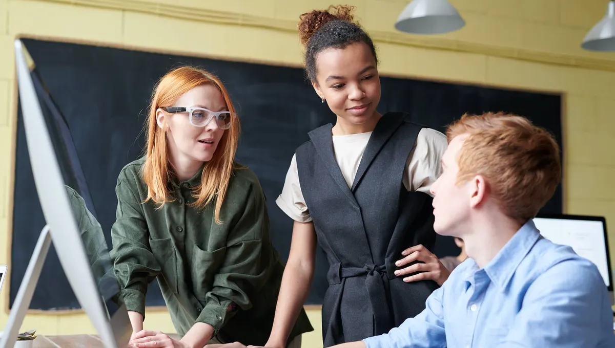 Students attending a hands-on IT training session